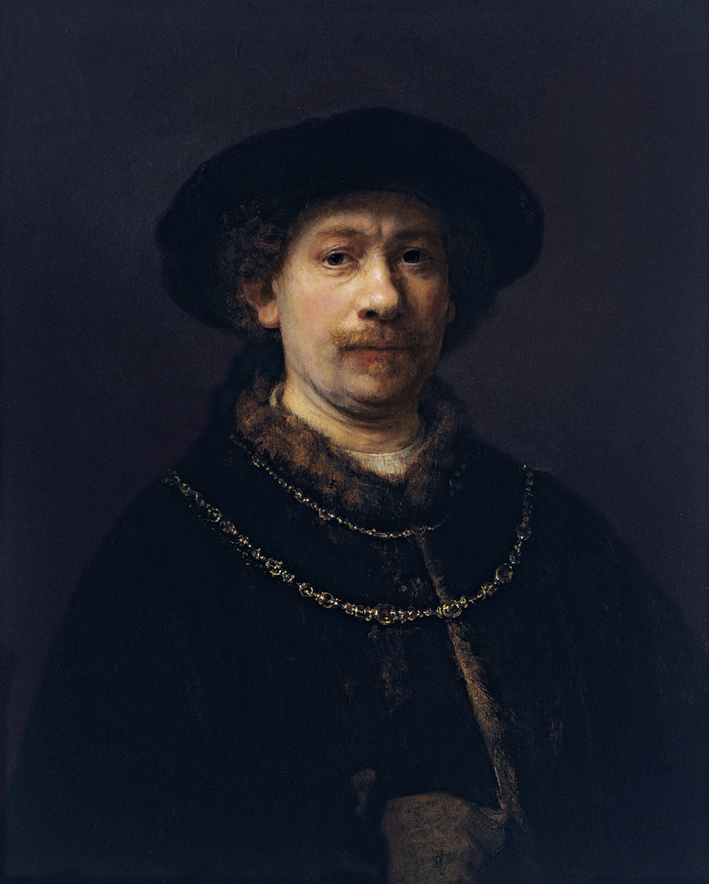  伦勃朗·梵·莱茵 Rembrandt van Rijn——头戴黑帽和脖挂双链的男子